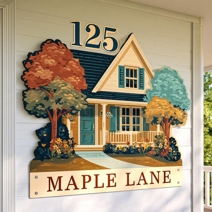 Custom House Number Sign: Farmhouse Home Decor, UV Printed Aluminum Wall Art