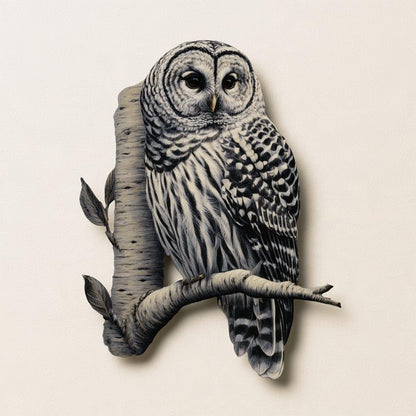 UV Printed Aluminum Owl Wall Art, Birch Tree Infinity Sign, Woodland Decor