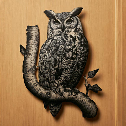 UV Printed Aluminum Owl Wall Art, Birch Tree Infinity Sign, Woodland Decor