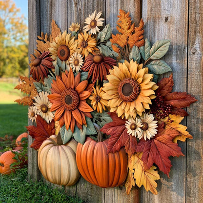 Autumn Wildflower Metal Wall Art, UV Printed Aluminum Sign, Fall Floral Decor