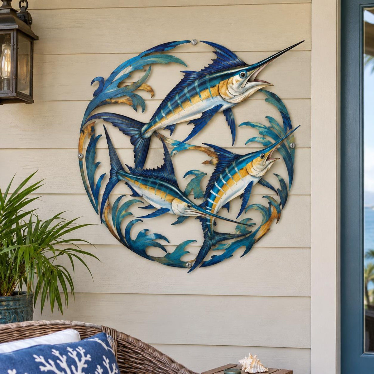 UV Printed Aluminum School of Swordfish Wall Art – Coastal Nautical Decor