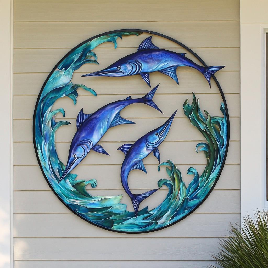 UV Printed Aluminum School of Swordfish Wall Art – Coastal Nautical Decor