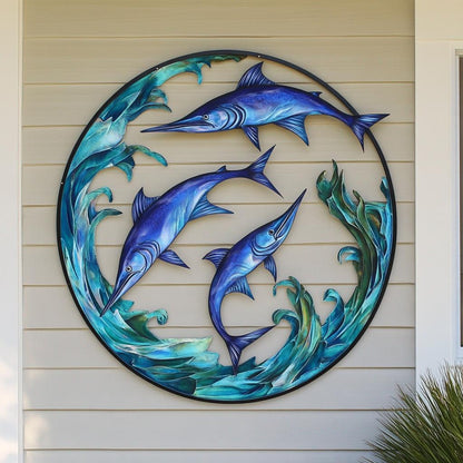 UV Printed Aluminum School of Swordfish Wall Art – Coastal Nautical Decor