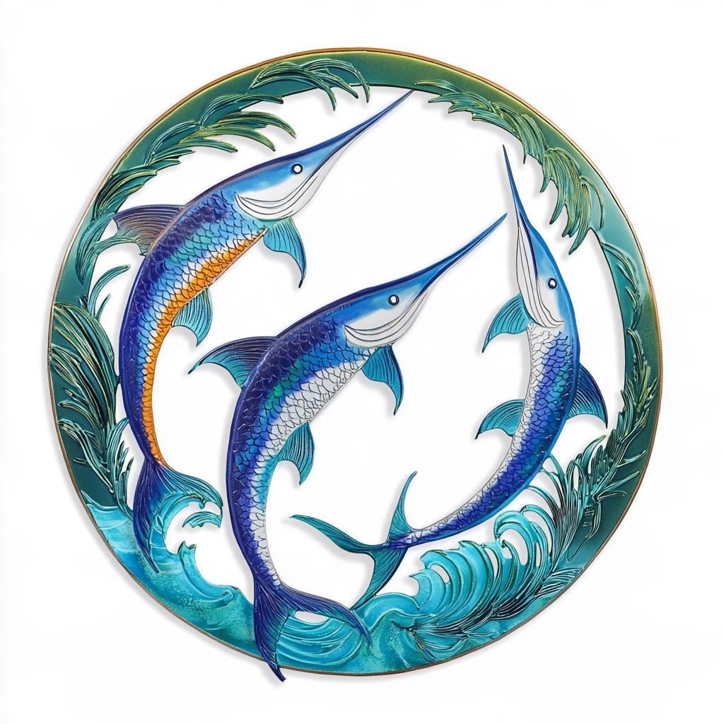 UV Printed Aluminum School of Swordfish Wall Art – Coastal Nautical Decor