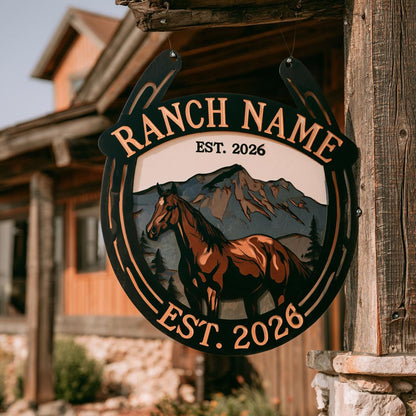 Personalized Horse Ranch Metal Sign: Western Farm Wall Art (UV Printed Aluminum)