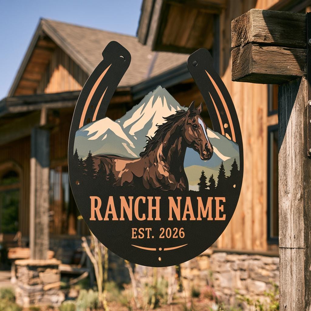 Personalized Horse Ranch Metal Sign: Western Farm Wall Art (UV Printed Aluminum)