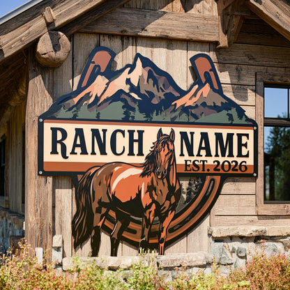 Personalized Horse Ranch Metal Sign: Western Farm Wall Art (UV Printed Aluminum)