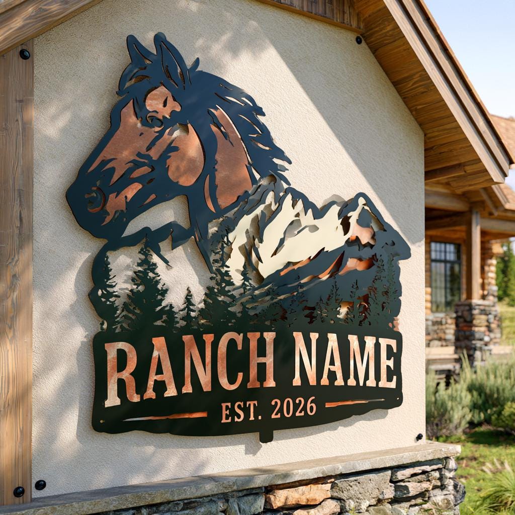 Personalized Horse Ranch Metal Sign: Western Farm Wall Art (UV Printed Aluminum)