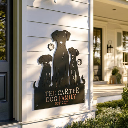 Personalized Dog Family Metal Wall Art, Custom Pet Name Sign (UV Printed Aluminum)
