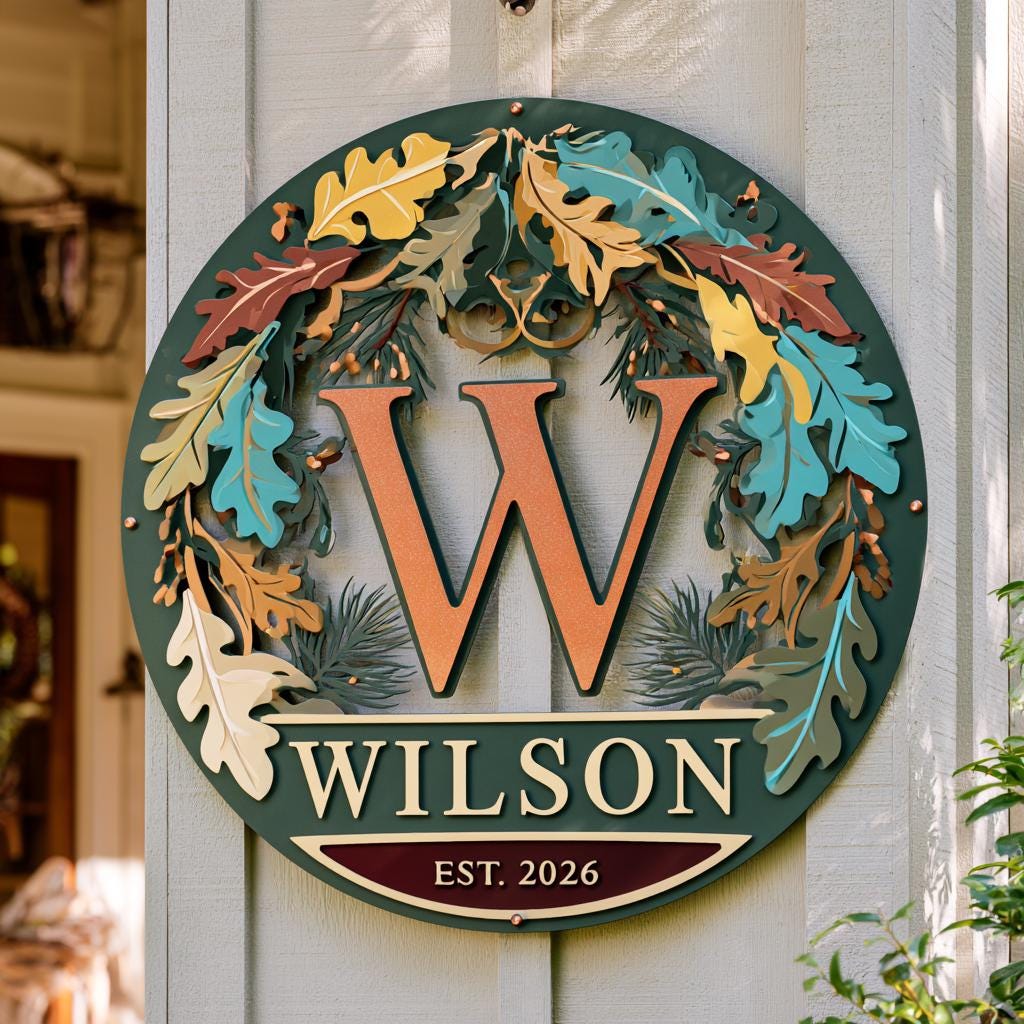 Personalized Family Monogram Metal Wall Art: Rustic Farmhouse Decor (UV Printed Aluminum)