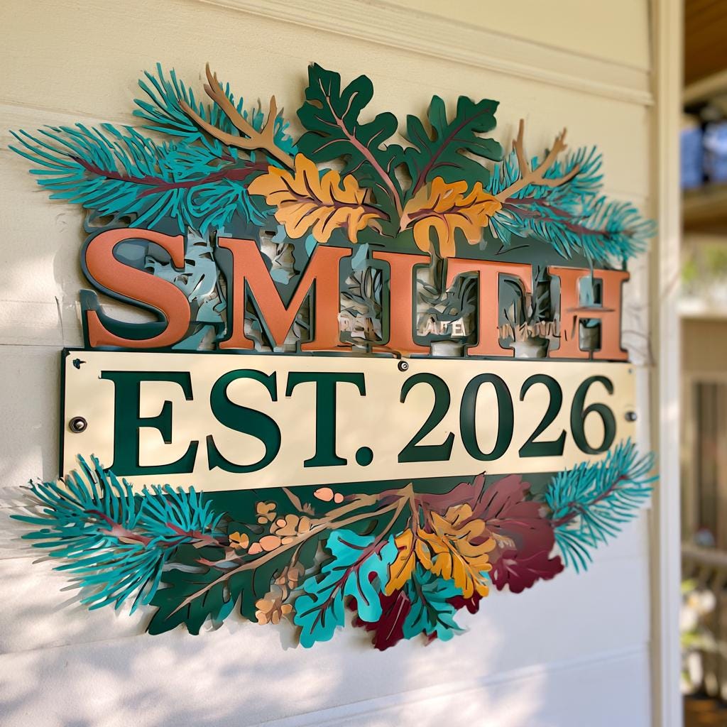 Personalized Family Established Sign: Custom Last Name & Year (UV Printed Aluminum)