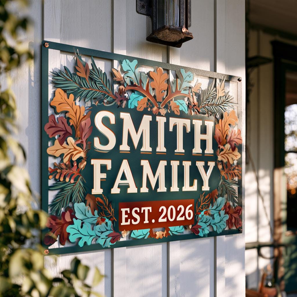 Personalized Family Established Sign: Custom Last Name & Year (UV Printed Aluminum)