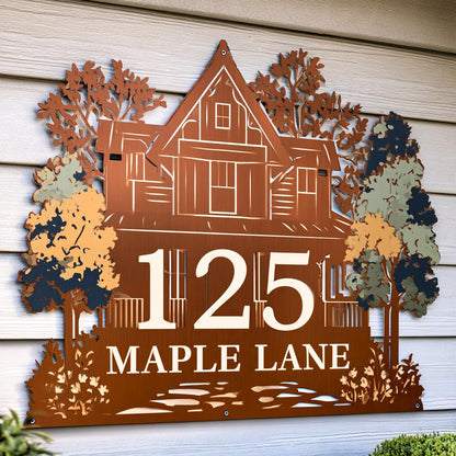 Custom House Number Sign: Farmhouse Home Decor, UV Printed Aluminum Wall Art