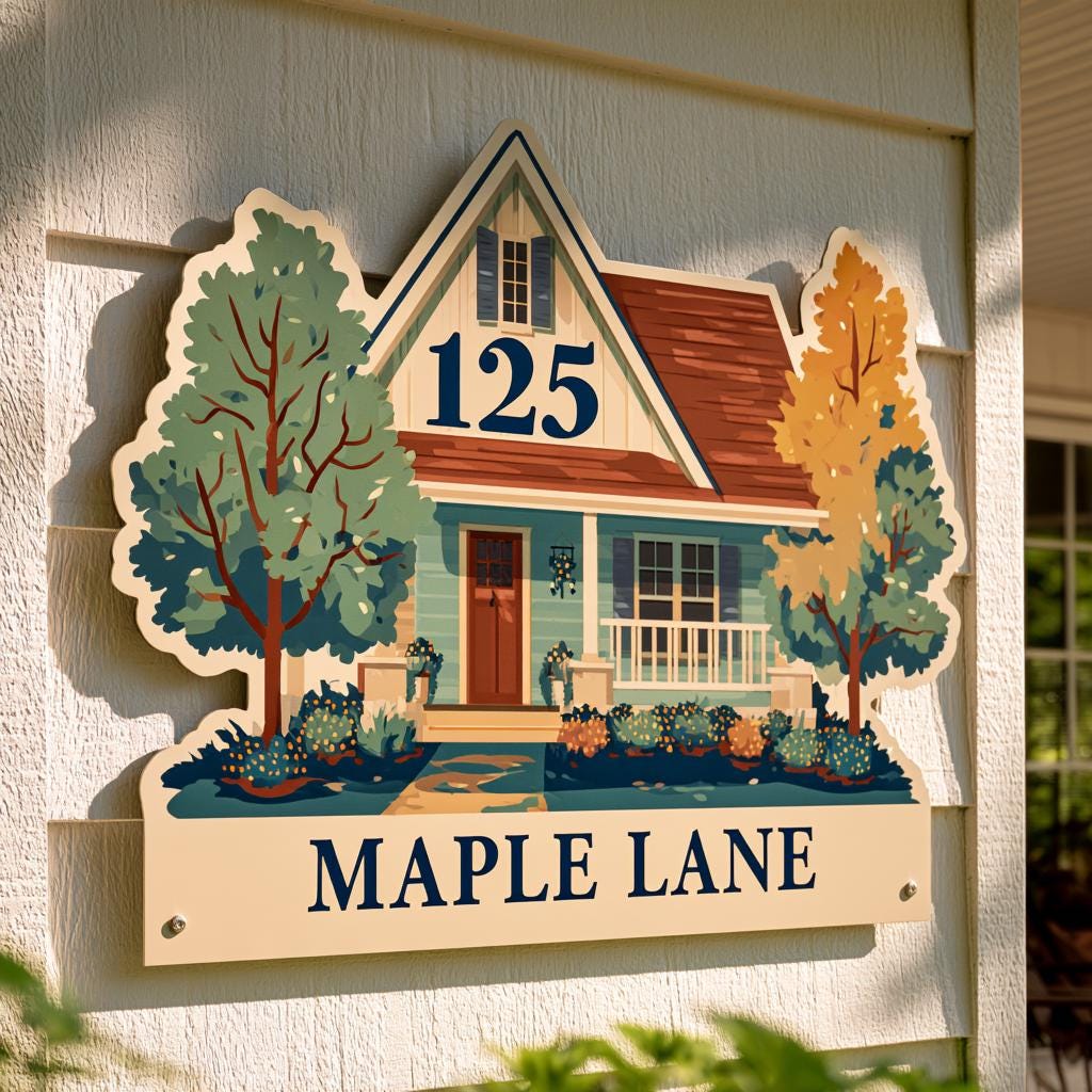 Custom House Number Sign: Farmhouse Home Decor, UV Printed Aluminum Wall Art