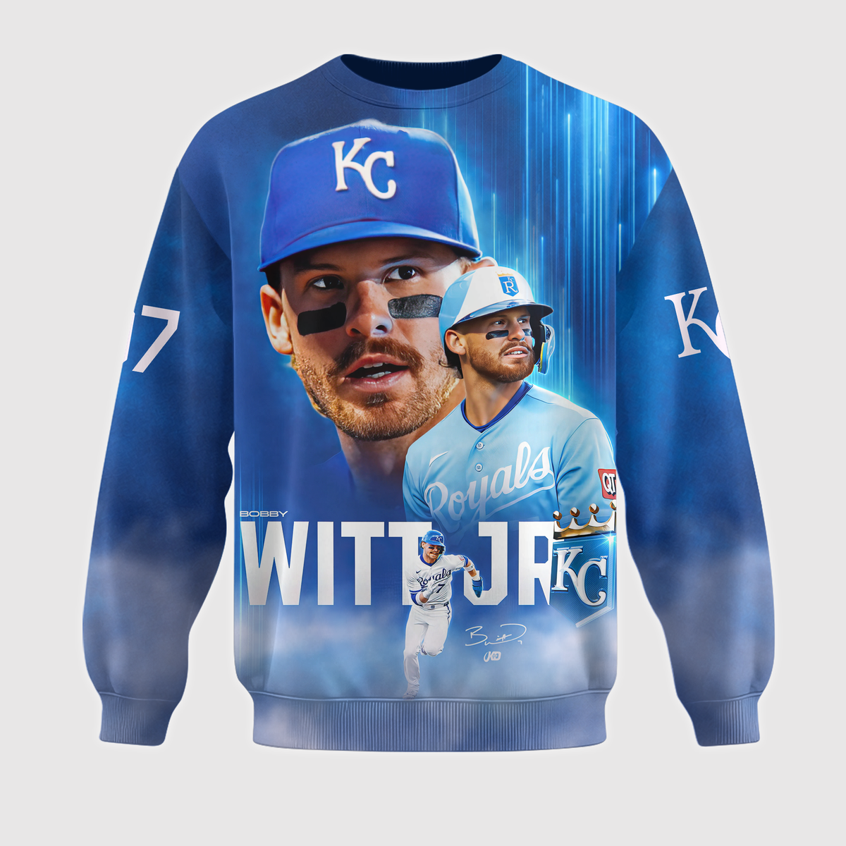 Bobby Witt Jr No. 7 Kansas City Baseball Fan Shirt — Hoodie — Sweatshirt & Zip Hoodie | KC Royals Inspired MLB Apparel