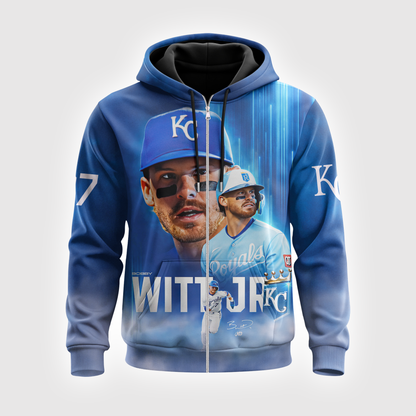 Bobby Witt Jr No. 7 Kansas City Baseball Fan Shirt — Hoodie — Sweatshirt & Zip Hoodie | KC Royals Inspired MLB Apparel