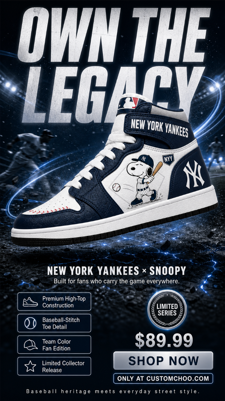 New York Yankees Snoopy Baseball Fan 3-Piece Set – Hoodie — Sweatpants & High-Top Sneakers