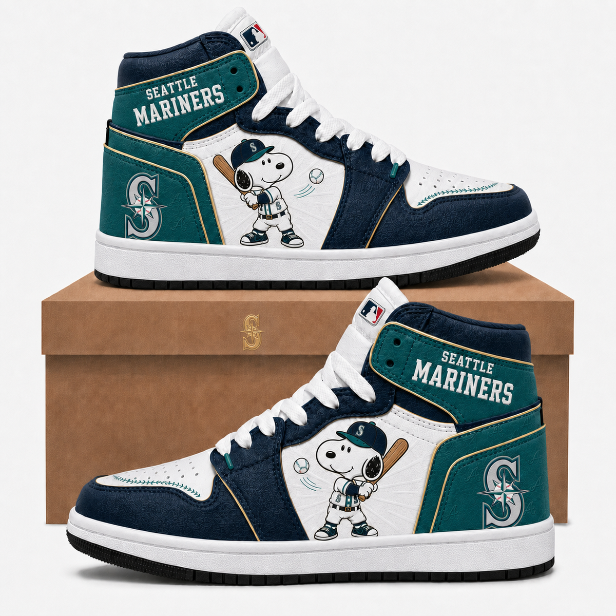 Snoopy MLB Baseball Fan High Top Sneakers JD1| All 30 Teams Available