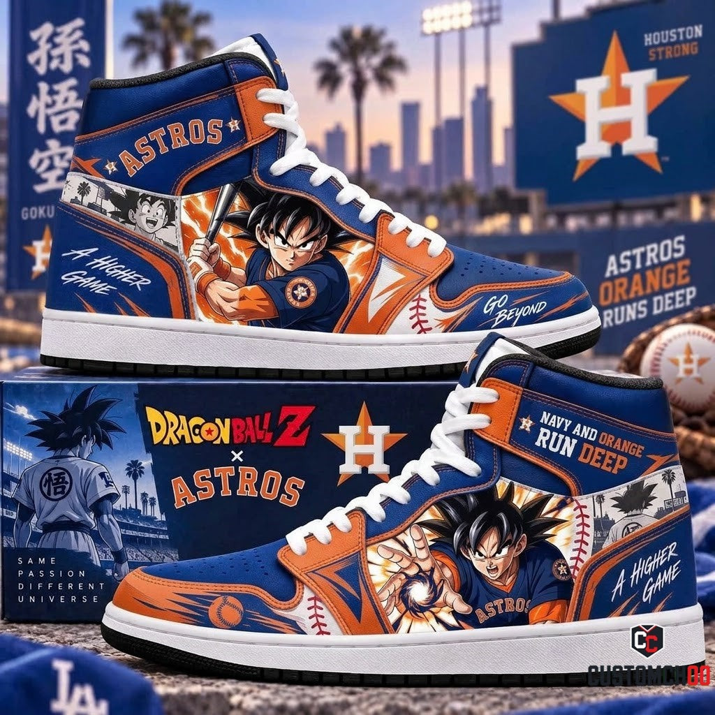 Son Goku x MLB Baseball Fan High Top Sneakers JD1 | All 30 Teams Available
