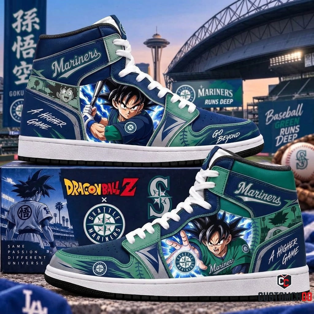 Son Goku x MLB Baseball Fan High Top Sneakers JD1 | All 30 Teams Available