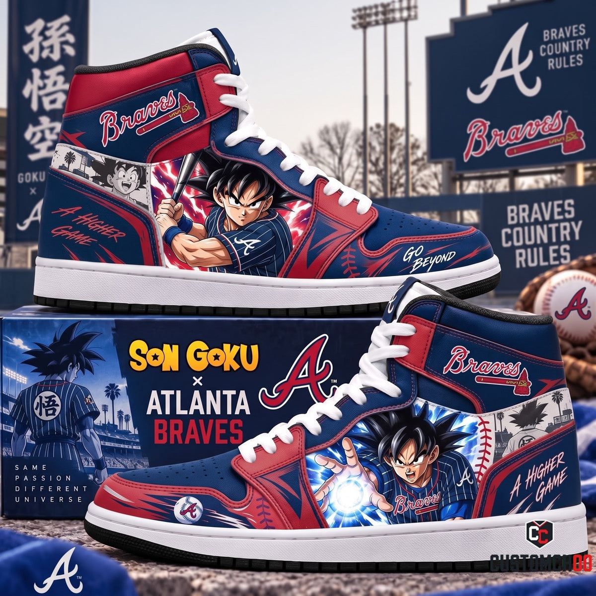 Son Goku x MLB Baseball Fan High Top Sneakers JD1 | All 30 Teams Available