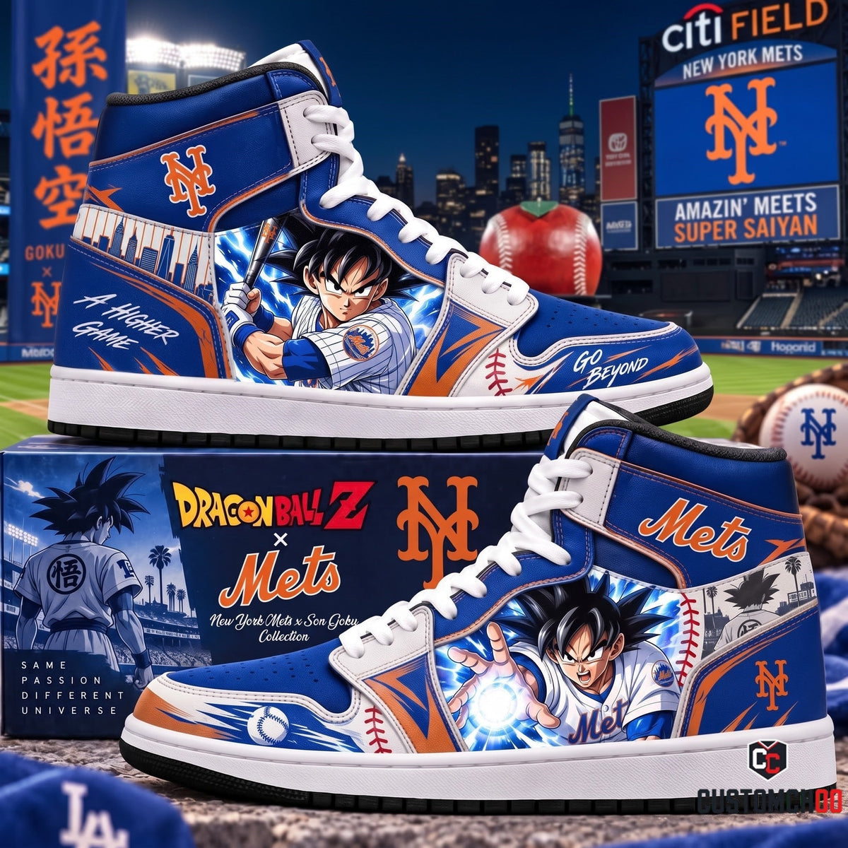 Son Goku x MLB Baseball Fan High Top Sneakers JD1 | All 30 Teams Available