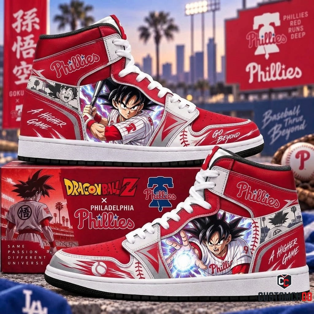 Son Goku x MLB Baseball Fan High Top Sneakers JD1 | All 30 Teams Available