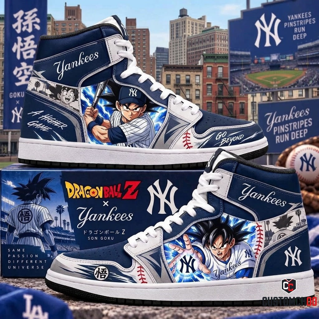 Son Goku x MLB Baseball Fan High Top Sneakers JD1 | All 30 Teams Available