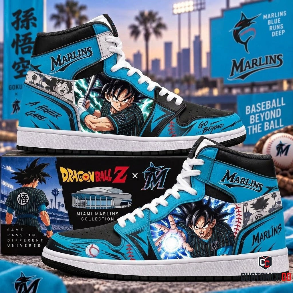 Son Goku x MLB Baseball Fan High Top Sneakers JD1 | All 30 Teams Available