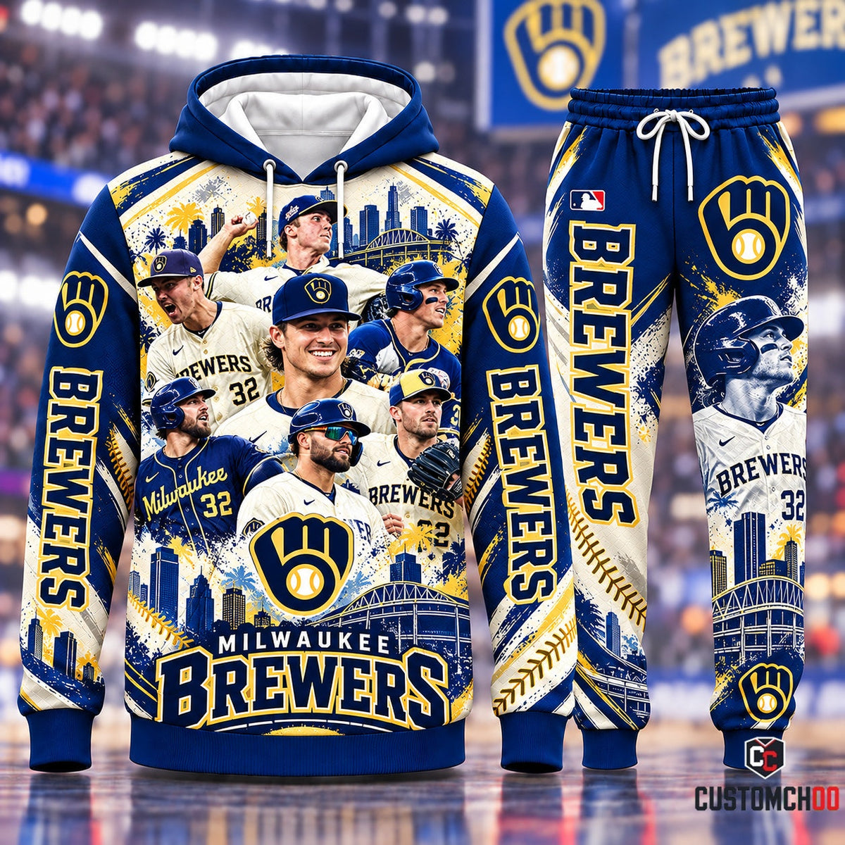 Milwaukee Brewers Fan Set — Hoodie & Sweatpants Tracksuit